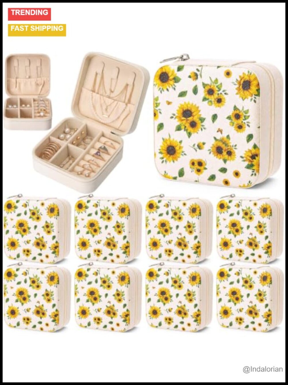 Sunflower Travel Jewelry Case Set 8 Pcs PVC Bridesmaid Wedding Gift Box